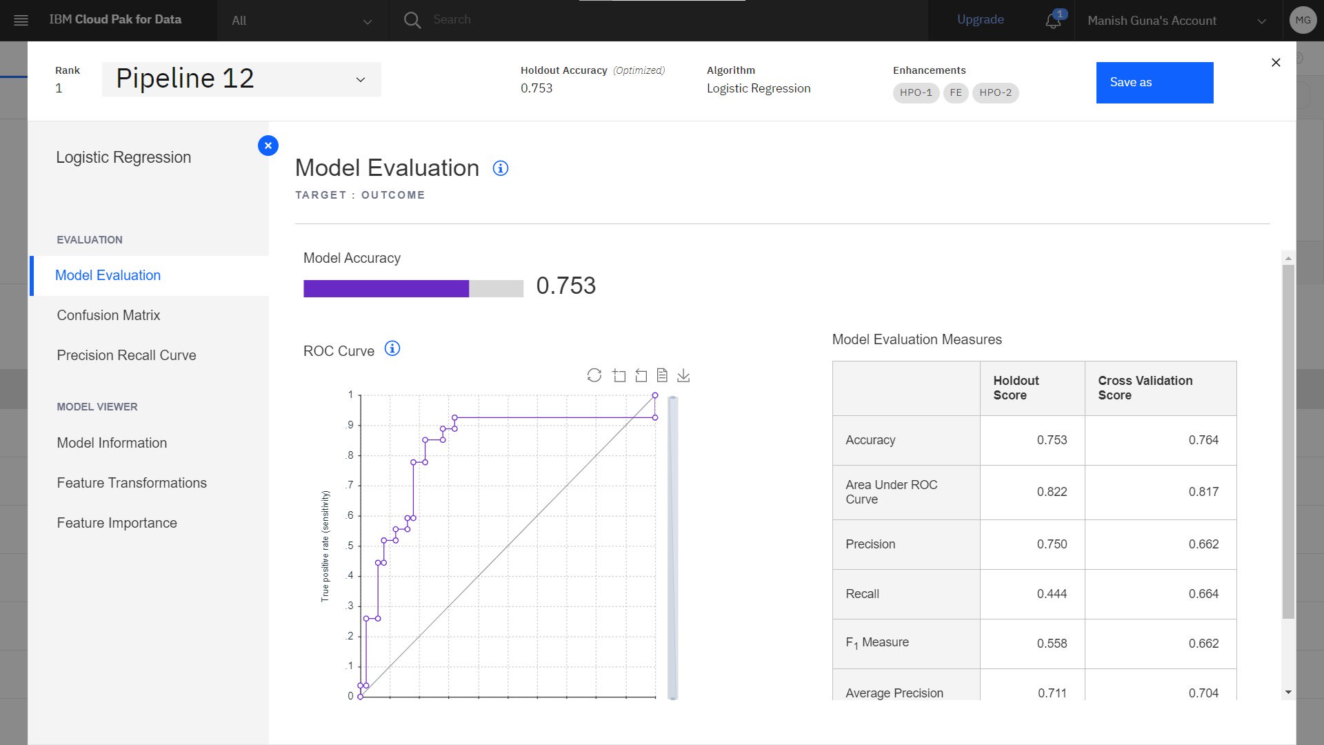 Fig3: An AutoAI Experiment